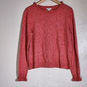 Sundance Wool & Cashmere Blend Red Ruffle Trim Sweatshirt